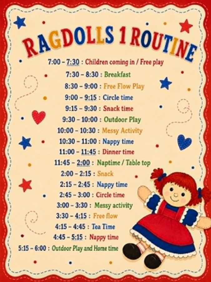 Ragdolls 1 Timetable